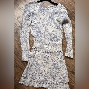 Velvet Heart Cream and Blue Abstract Dress